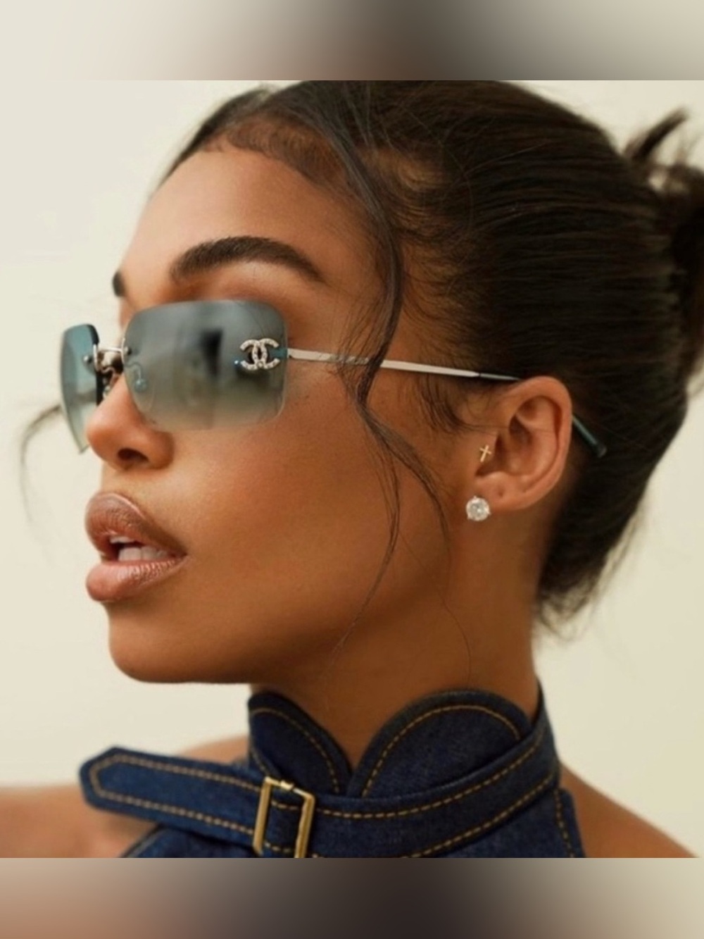 Extremely RARE 🦋 Authentic Vintage Chanel rimless CC  sunglasses✨